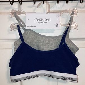 NWT Girls Calvin Klein 2 pack Modern Cotton Bralettes S MSRP $26